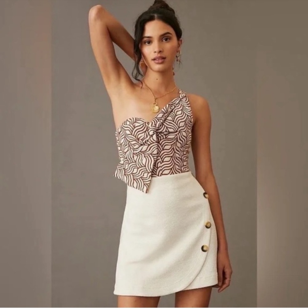 NWT By Anthropologie Maeve Mini Skirt Size L Cream Ivory